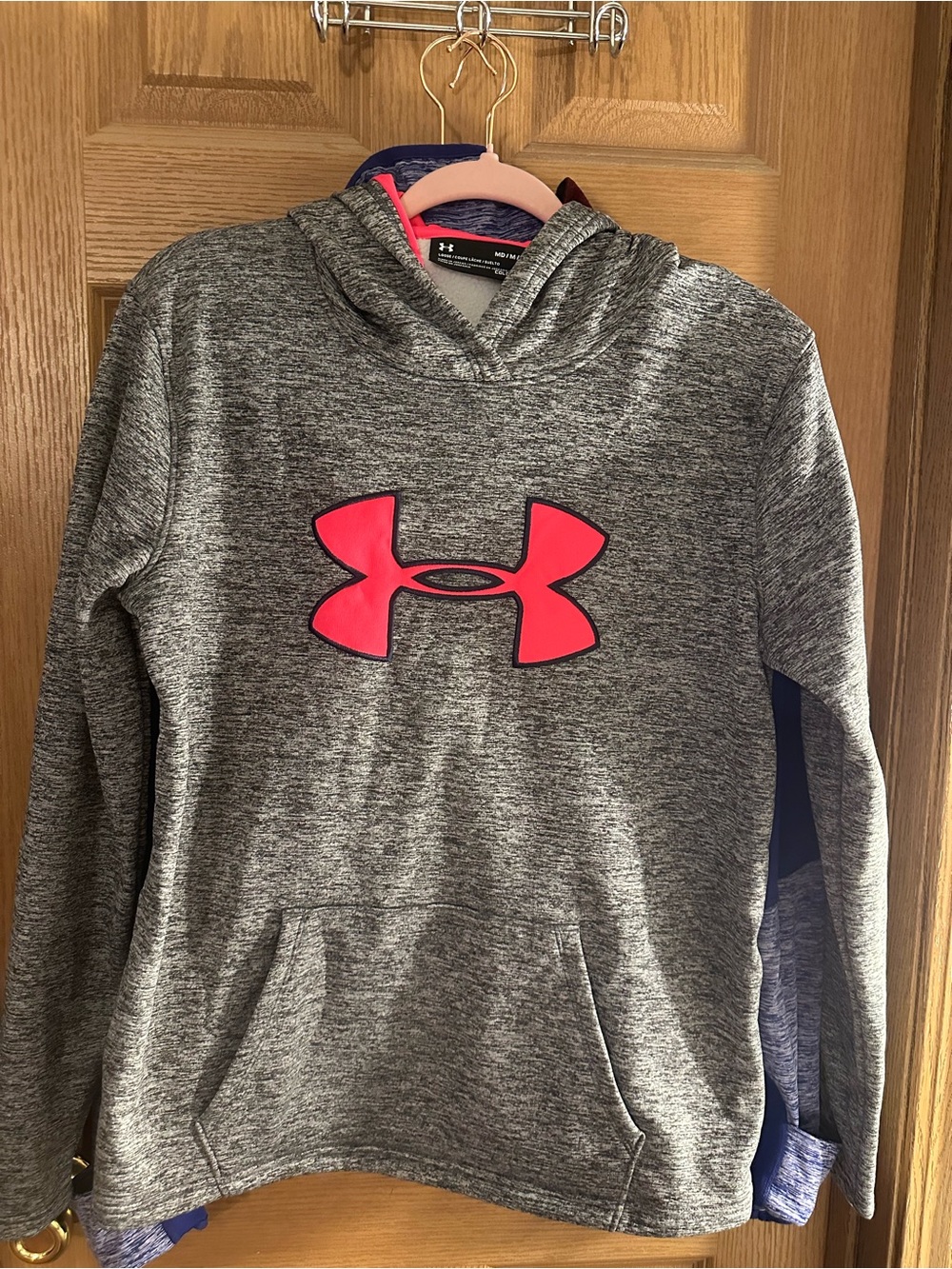 Under Armour Gray Hoodie with Pink Logo